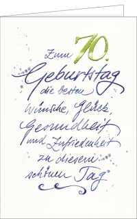 Geburtstagskarte 70 Handschrift