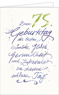 Geburtstagskarte 75 Handschrift