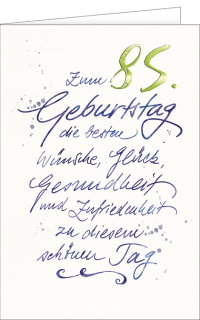 Geburtstagskarte 85 Handschrift