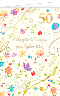 Geburtstagskarte 50 Streublumenwiese