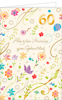 Geburtstagskarte 60 Streublumenwiese