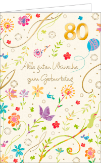 Geburtstagskarte 80 Streublumenwiese