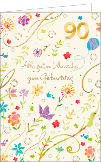 Geburtstagskarte 90 Streublumenwiese