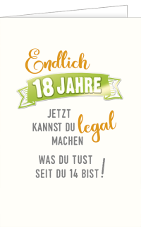 Geburtstagskarte Endlich 18!