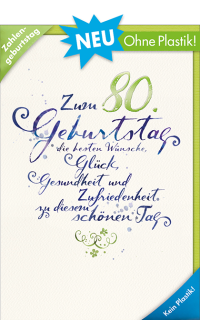Geburtstagskarte 80 Typografie Tinte