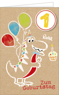 Geburtstagskarte Dino zum 1. Geburtstag