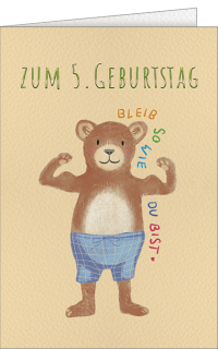 Geburtstagskarte zum 5. Geburtstag mit Bärenmotiv