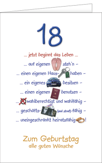 Geburtstagskarte 18 Symbole