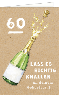 Geburtstagskarte zum 60. Sektflasche