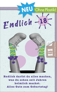 Geburtstagskarte ohne Plastik Endlich 18.