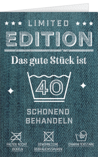 Geburtstagskarte zum 40 mit Waschsymbolen