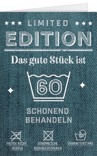 Geburtstagskarte zum 60 mit Waschsymbolen