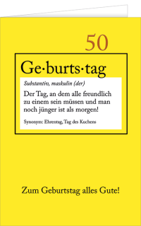 Geburtstagskarte Wörterbuch 50