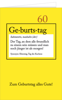 Geburtstagskarte Wörterbuch 60