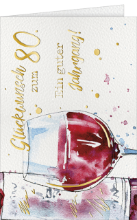 Geburtstagskarte 80 Geburtstag mit Weinglas