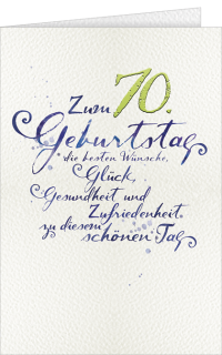 Geburtstagskarte 70 Handschrift
