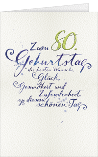 Geburtstagskarte 80 Handschrift