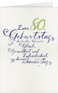 Geburtstagskarte 80 Handschrift Füller