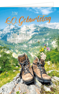 60. Geburtstagskarte Wandern Berge Stiefel
