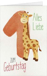 Kindergeburtstagskarte Giraffe zum 1.