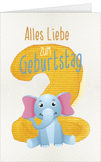 Kindergeburtstagskarte Elefant zum 2.