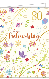 Geburtstagskarte A4 zum 80. Streublumenwiese