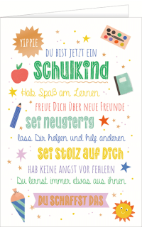 Schulanfangskarte Schulkind