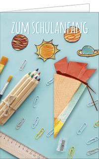 Schulanfangskarte Büroklammern