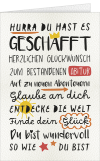 Prüfungskarte Abitur Schrift