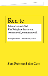 Ruhestandskarte Wörterbuch