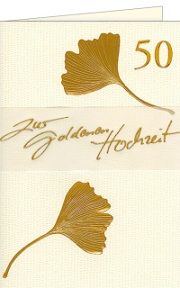 Glückwunschkarte Goldene Hochzeit Ginkoblatt