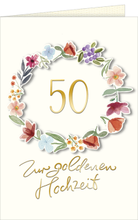 Goldhochzeitskarte Blumenkranz
