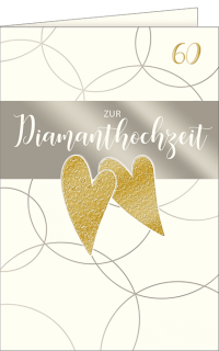 Diamanthochzeitskarte mit zwei Herzen