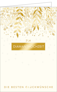 Diamanthochzeitskarte mit Bl&auml;ttern