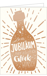 A4 Jubiläumskarte Goldflasche