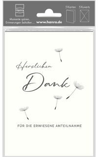 Danksagungskarte Trauer 5er-Set Blumen