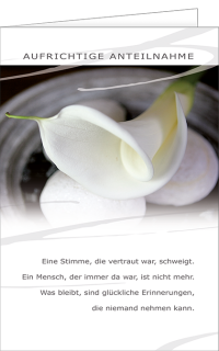 Trauerkarte wei&szlig;e Calla