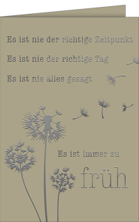 Trauerkarte Pusteblume mit Trauertext
