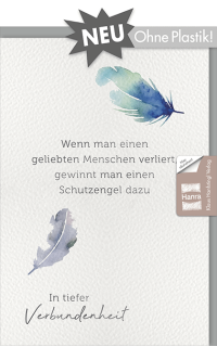 Trauerkarte mit Ferdern