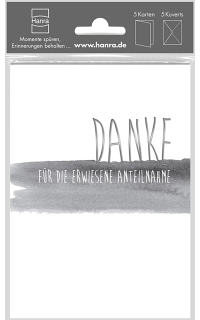 Danksagungskarte Trauer 5er-Set ohne Symbolik