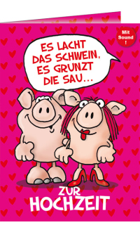 Musikkarte Hochzeit Comicschweine