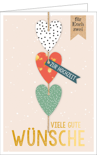 Hochzeitskarte 3 Herzen