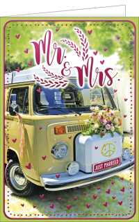 Hochzeitskarte VW Bulli Foto