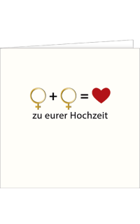 Hochzeitskarte o + o = <3 Sonderformat