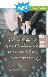 Hochzeitskarte ohne Plastik mit lustigem Text und Motiv