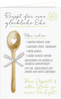 Hochzeitskarte - Rezept f&uuml;r eine gl&uuml;ckliche Ehe