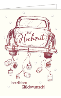 Hochzeitskarte A4 Auto & Dosen