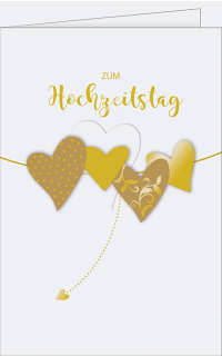 Glückwunschkarte zum Hochzeitstag - Goldene Herzen