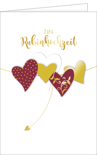 Rubinhochzeitskarte 2 Herzen