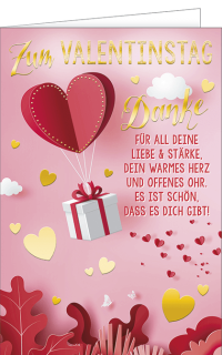 Valentinstagskarte fliegendes Geschenk